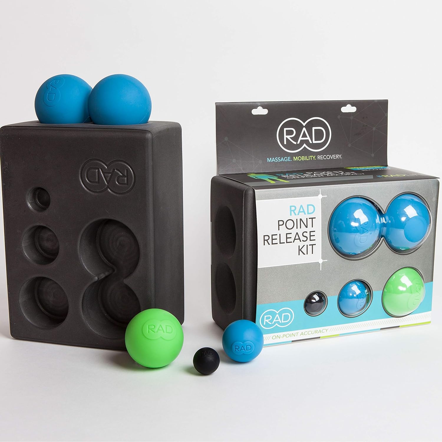 RAD Point Release Kit / 5-in-1 Massage Tool Kit with Block, Massage Balls and Peanut Roller for Self Massage, Mobility and Recovery