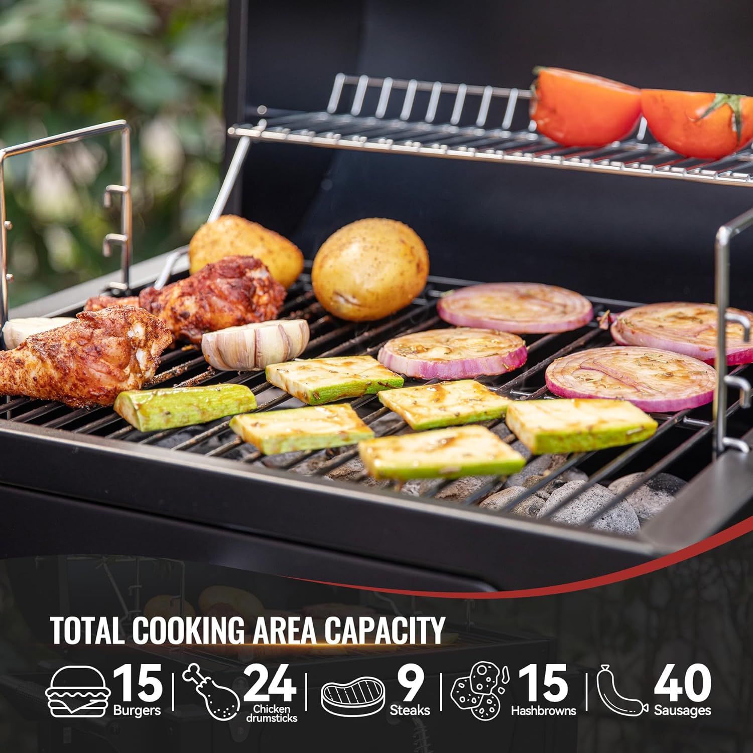 Royal Gourmet CD1519 Portable Charcoal Grill with Two Side Handles, Compact Outdoor Tabletop Charcoal Grill with Bottle Opener, for Travel Picnic Tailgate and Campsite BBQ Cooking, Black