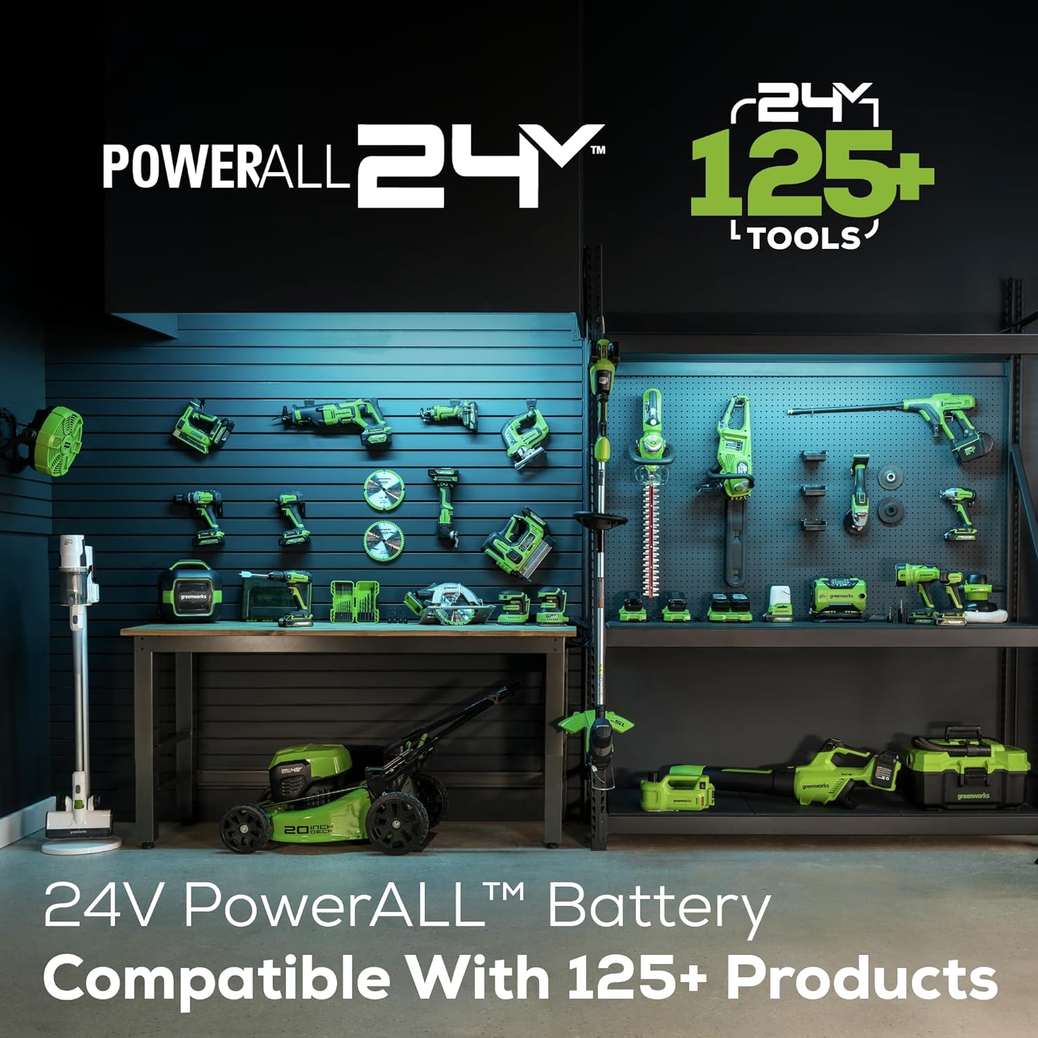 Greenworks 24V (90 MPH \/ 180 CFM \/ 125+ Compatible Tools) Cordless Shop Blower, 2.0Ah Battery and Charger Included