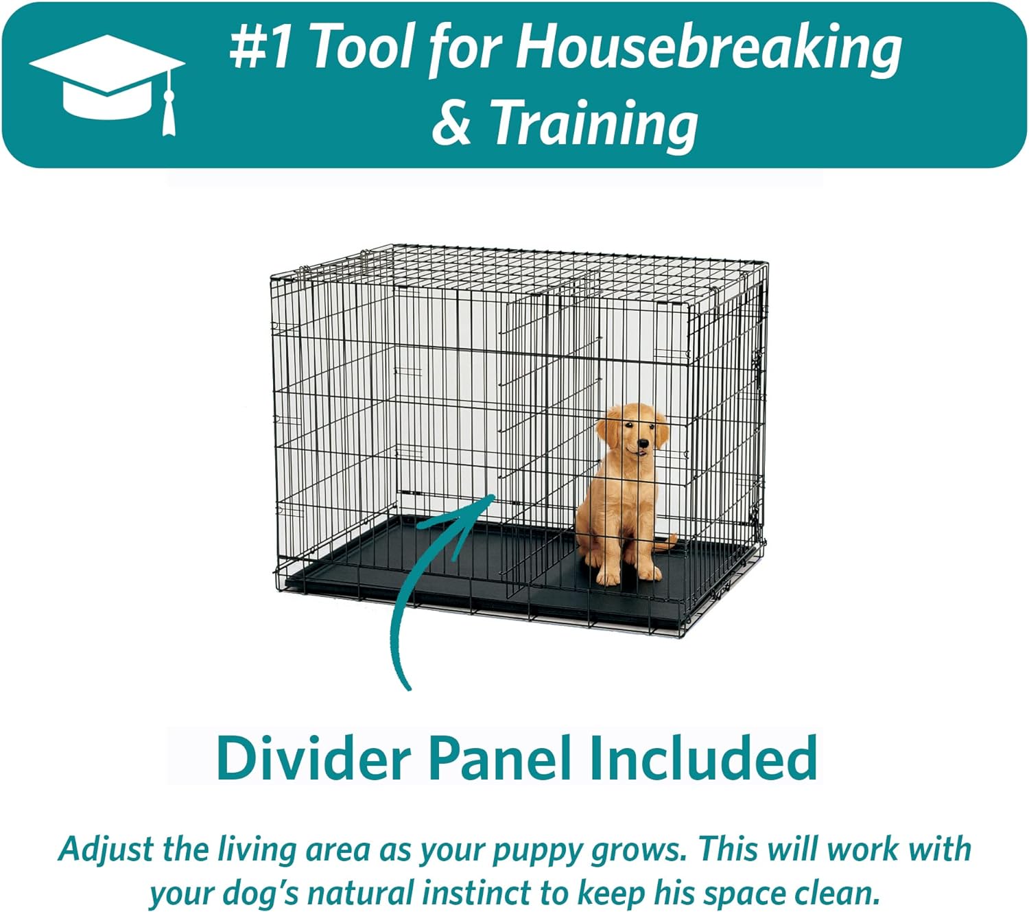 MidWest Homes for Pets Newly Enhanced Double Door iCrate Dog Crate, Includes Leak-Proof Pan, Floor Protecting Feet, Divider Panel & New Patented Features