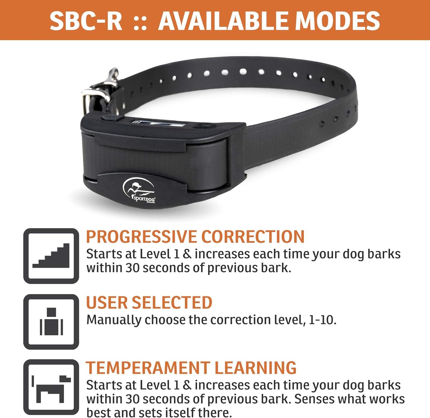 SportDOG Brand NoBark Rechargeable Bark Control Shock Collar - Programmable, Waterproof Bark Collar, Black