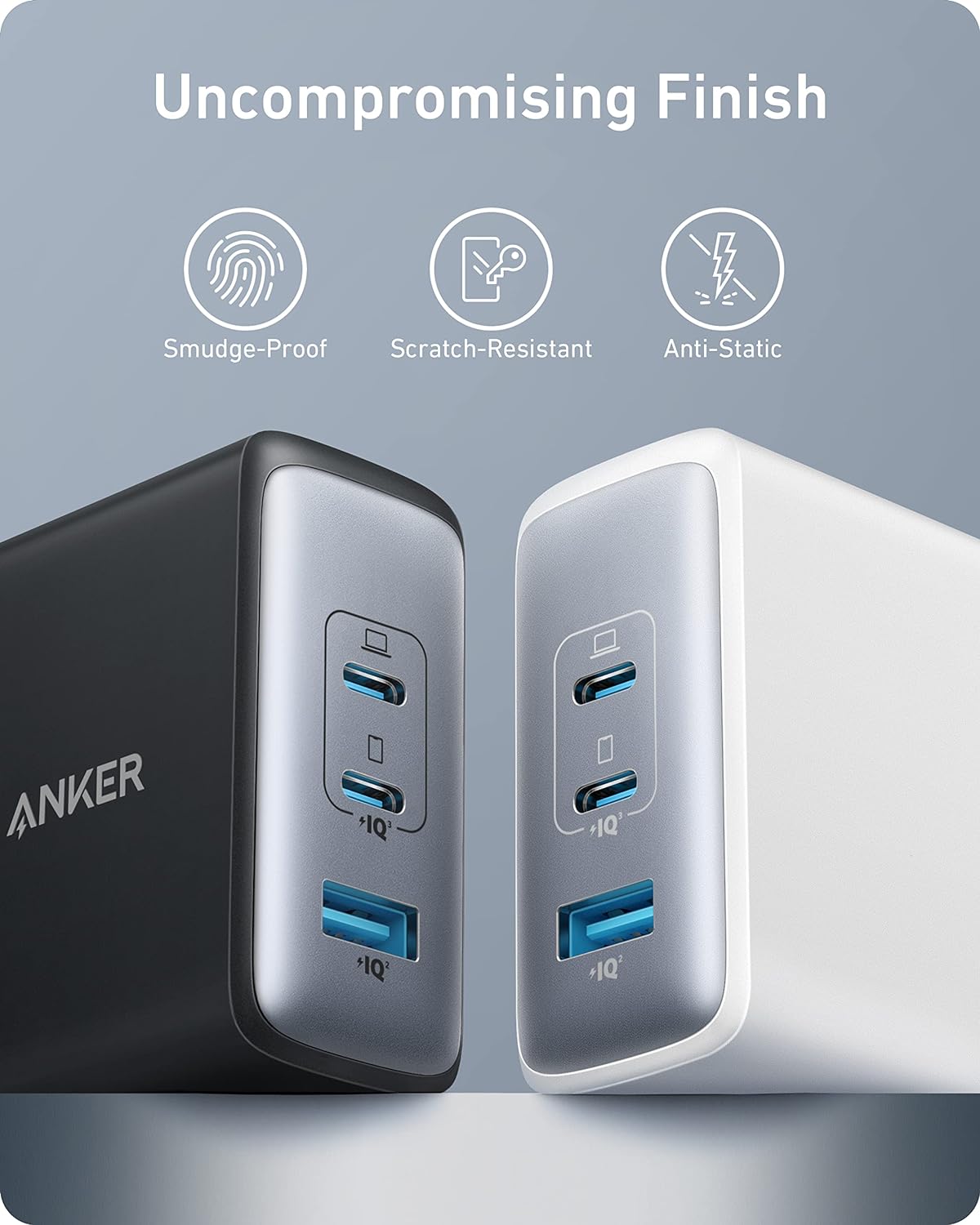 Anker 736 Nano II 100W USB C Charger - Compact, 3-Port GaN Fast Charger for MacBook Pro\/Air, Google Pixelbook, ThinkPad, Dell XPS, iPad Pro, iPhone 14\/Pro, Galaxy S22\/S20 - Ideal for Travel