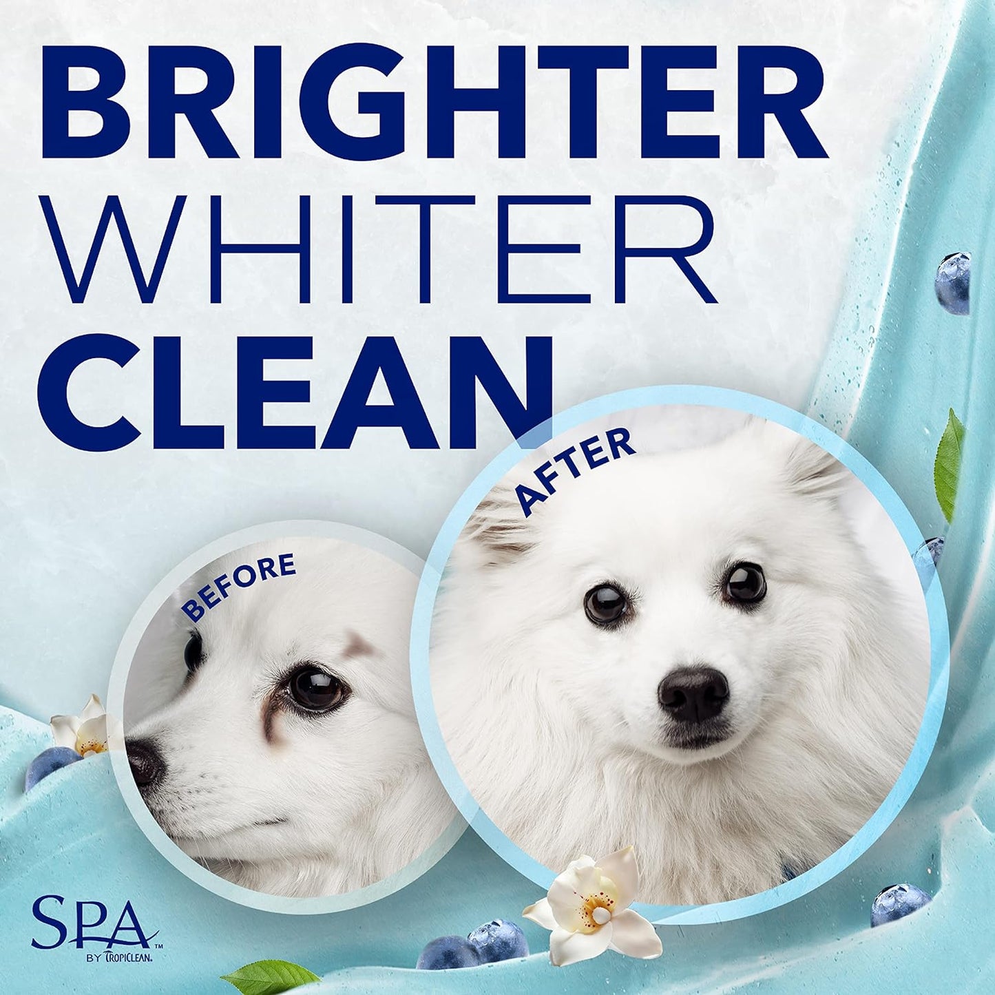 TropiClean SPA Shampoo Tear Stain Remover for Dogs | Oatmeal & Blueberry Scented Facial Cleanser for Dogs | Ideal for White Dogs & All Other Coats | Cat Friendly | Made in the USA | 1 Gallon