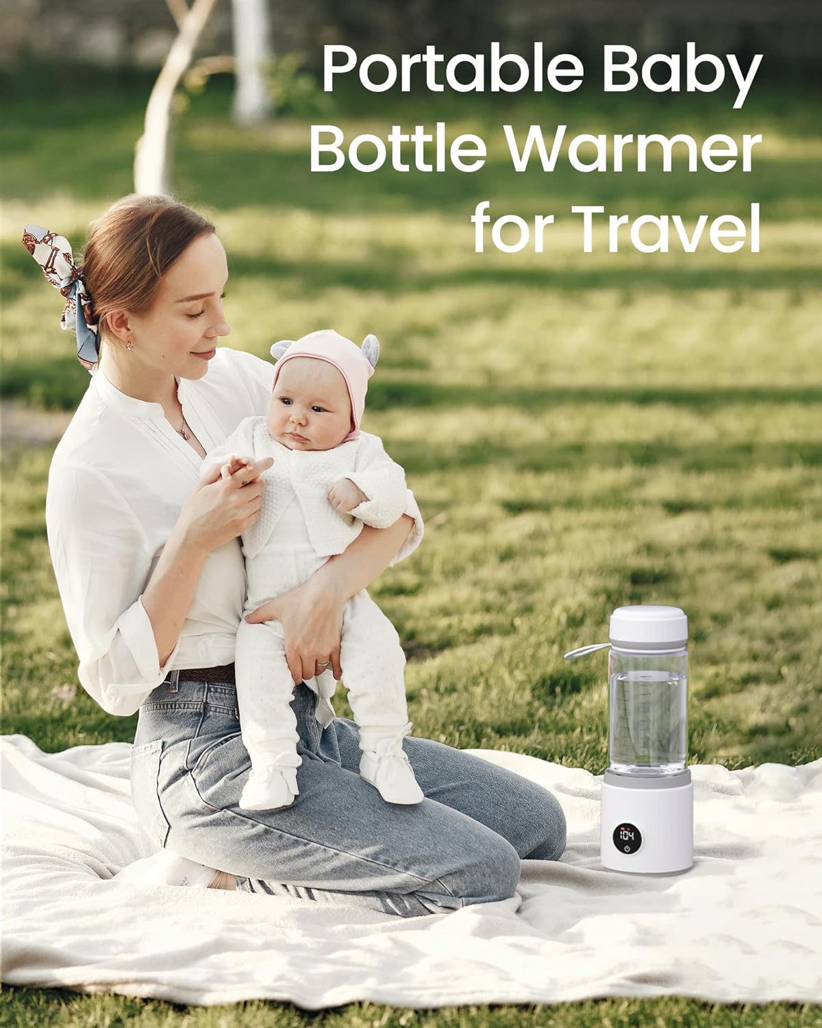 MUTIGOM Portable Bottle Warmer, Fast Baby Bottle Warmer Milk Warmer with 11OZ Bottle, Rechargeable Travel Bottle Warmer for Most Bottles, Water Warmer for Baby Formula Breastmilk