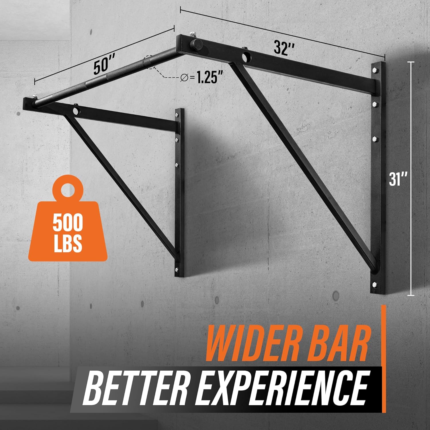 Yes4All Heavy Duty Wall Mounted Pull Up Bar \u2013 Multi-Grip Ceiling Strength\/ Joist Mount\/ Chin-Up Bar for Home Gym Portable