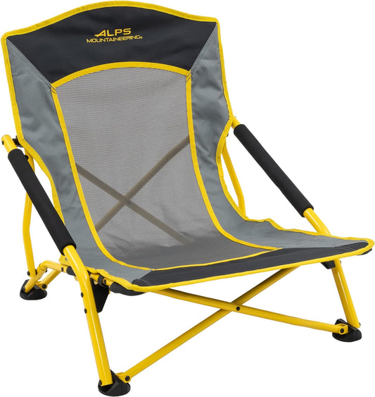 ALPS Mountaineering Rendezvous Low Camping Chairs for Adults with Arms, Cool Mesh Center, Powder Coated Steel Frame, Compact Folding Design and Carry Bag
