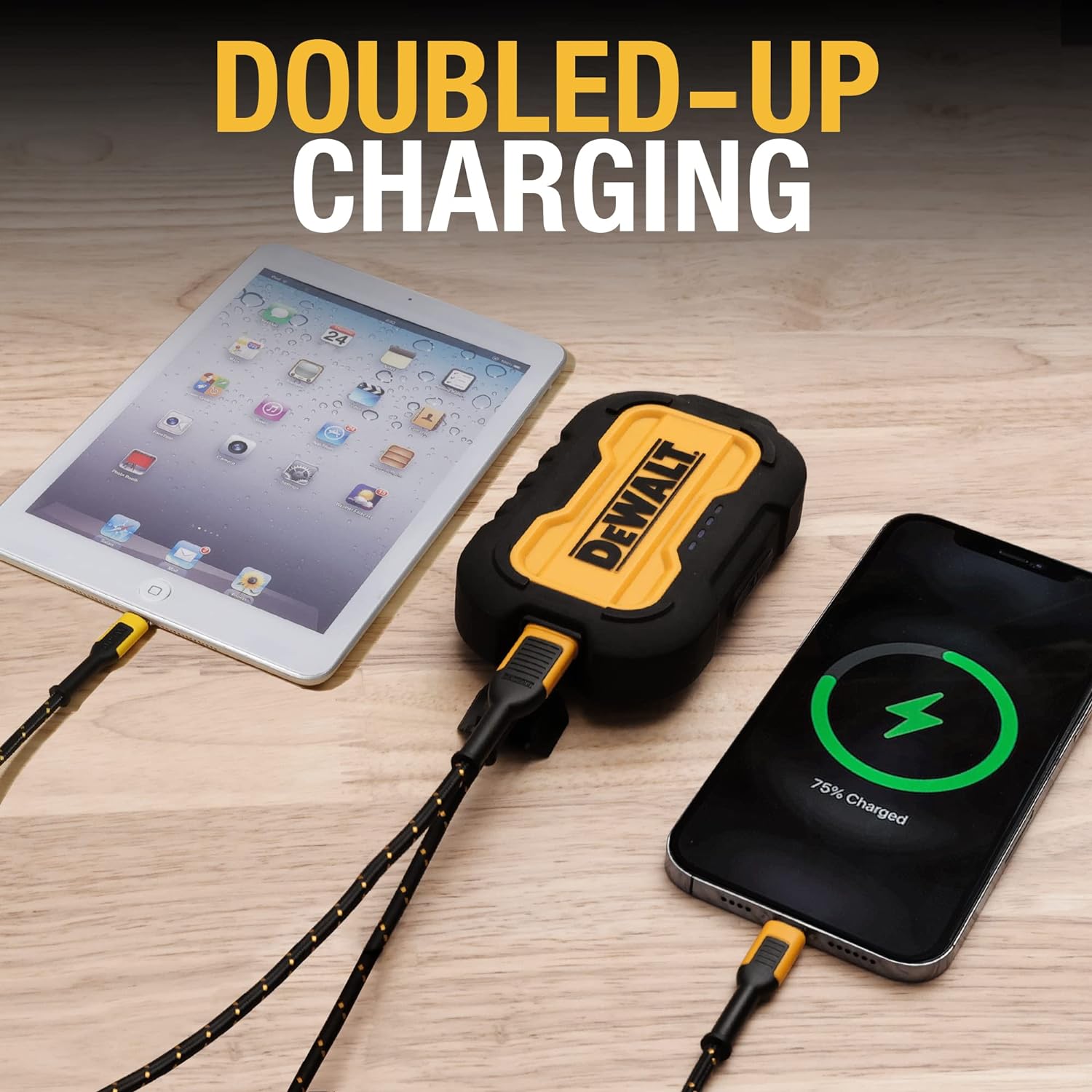 DEWALT 10,000mAh Powerbank - Portable Battery Charger, Slim Design, Fast Charging, USB-C