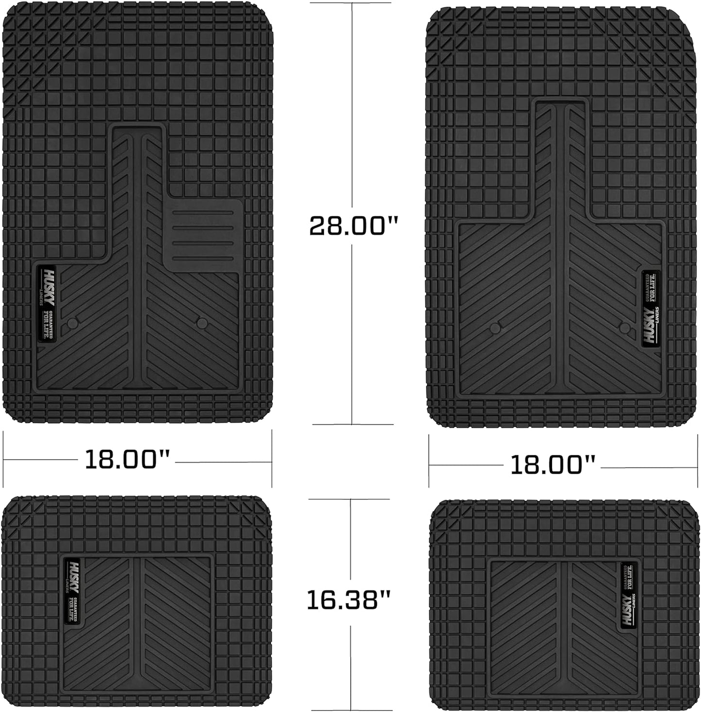 Husky Liners | Uni-fit / Universal Automotive Floor Mats | Fits Cars, Trucks, Vans, SUV's | Black | 51502 | All Weather Protection | EASY TRIM TO FIT