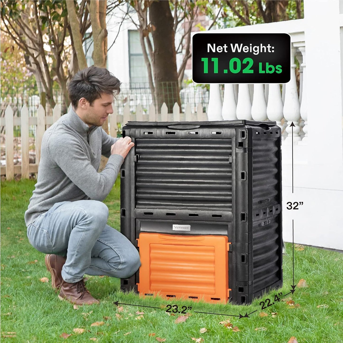 VIVOSUN Compost Bin 80Gallon (300L), Outdoor Composter W/Large Capacity & Easy Assembling, Compost Barrel for Fast Creation of Fertile Soil