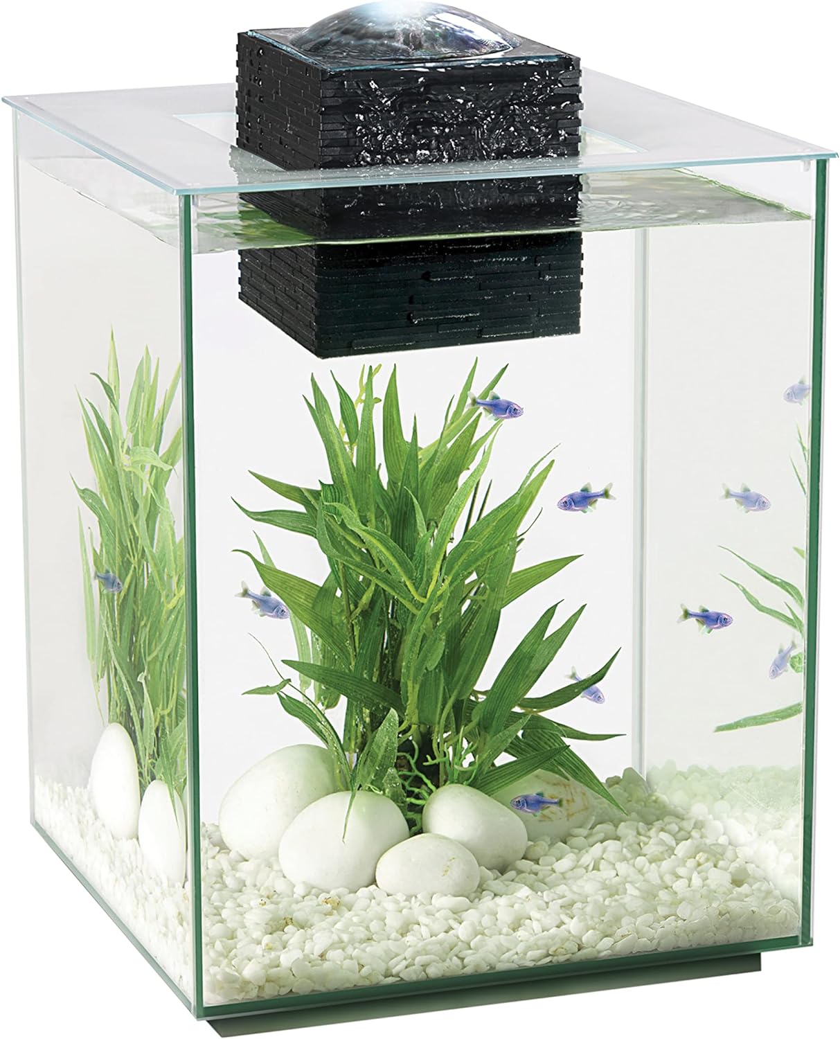 Fluval Chi II Series Aquarium Set, 5-Gallon - Aquarium Tank with Ambient LED Lighting, Flowing Water, and Elegant Design, White