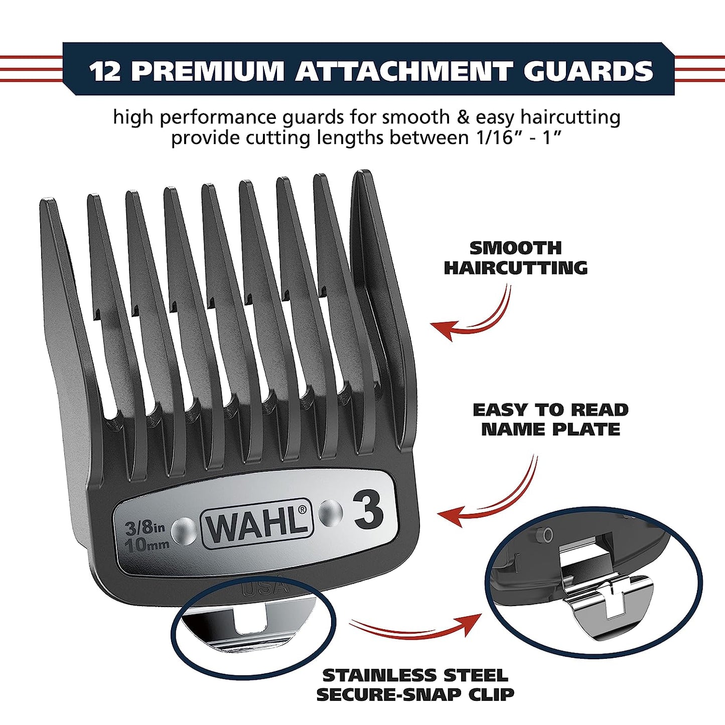 Wahl USA Pro Ultra Quiet High Torque Corded Hair Clipper for Ultra Quiet Operation and Cooler Operating Temperatures, Metal Housing with Bonus Hair Clipping Guard Caddy - Model 3000097