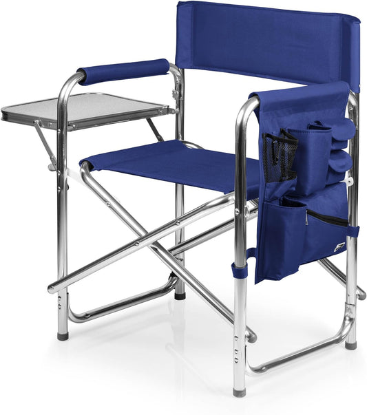 ONIVA - a Picnic Time brand - Sports Chair with Side Table, Beach Chair, Camp Chair for Adults, (Navy Blue)