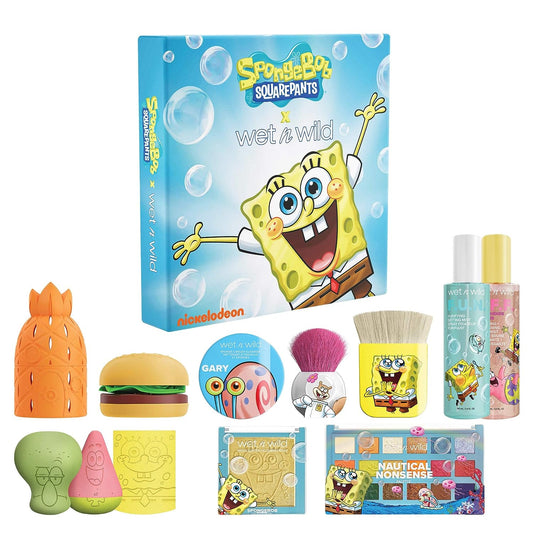 wet n wild SpongeBob Squarepants Makeup Collection Makeup Brushes Makeup Sponges Eyeshadow Palette Primer Spray 310014265, SpongeBob PR Box, 35.2 Ounce