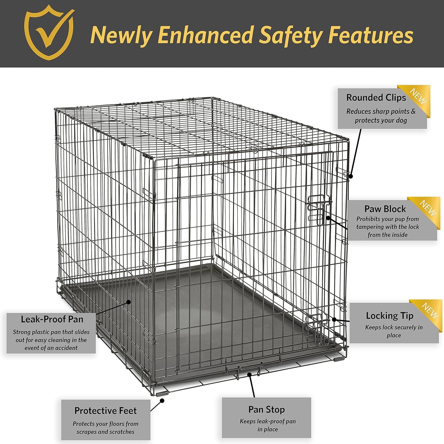 New World Newly Enhanced Single Door New World Dog Crate, Includes Leak-Proof Pan, Floor Protecting Feet, & New Patented Features, 48 Inch