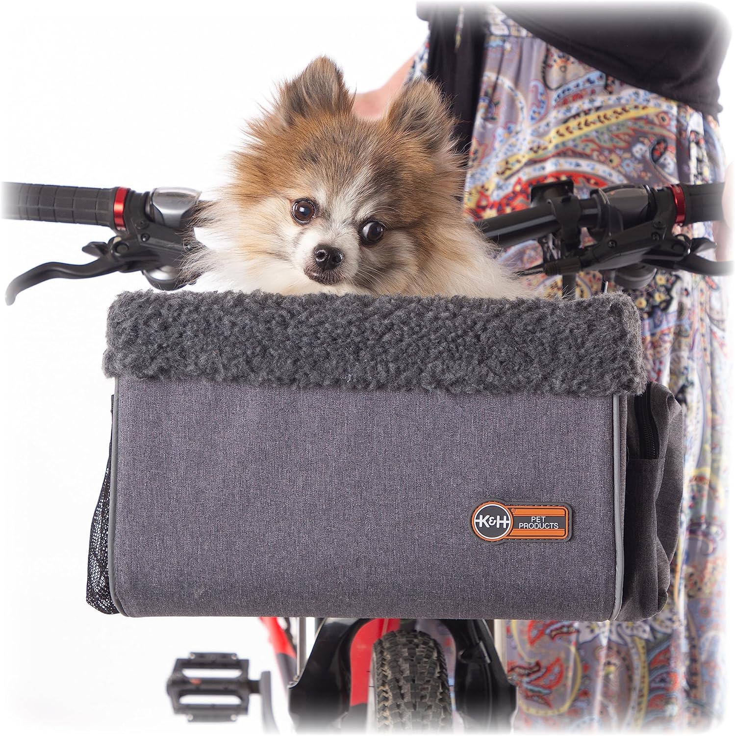 K&H Pet Products Universal Bike Pet Carrier for Travel, Cat and Dog Bicycle Baskets, Classy Gray Small 9 X 12.5 X 8 Inches
