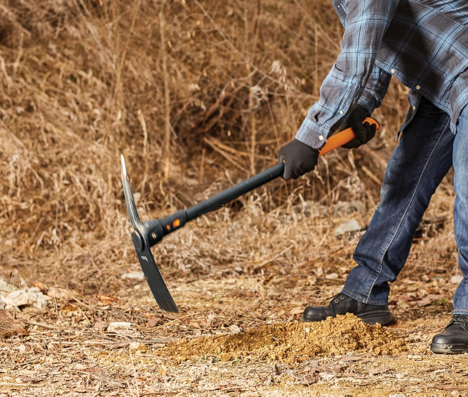 Fiskars 751210-1003 Pro IsoCore 5lb Pick-36 Dual-Ended Pickaxe Tool and Garden Hoe, No Size, Black\/Orange