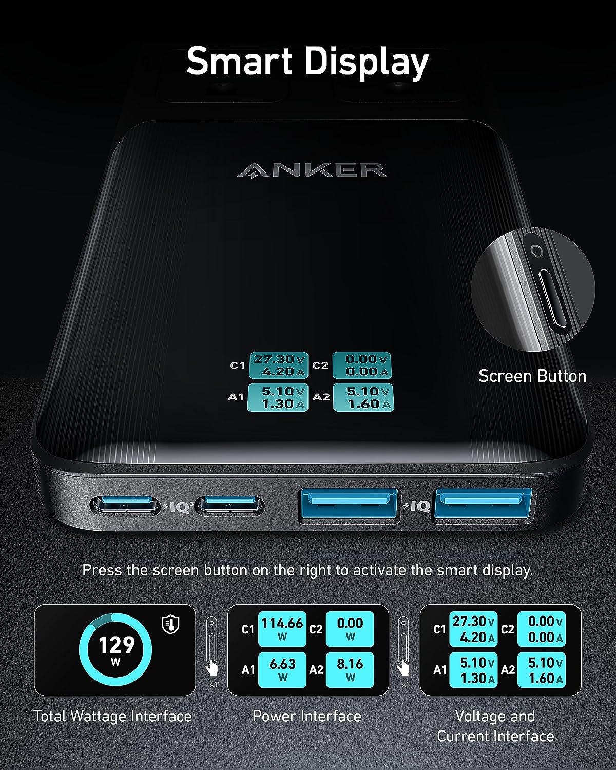 Anker Prime 6-in-1 USB C Charging Station, 140W Compact Power Strip for Work and Travel, 5 ft Detachable Extension Cord with 6 Ports, for iPhone 15/15 Plus/15 Pro/15 Pro Max(Non-Battery, Non-Wireless)