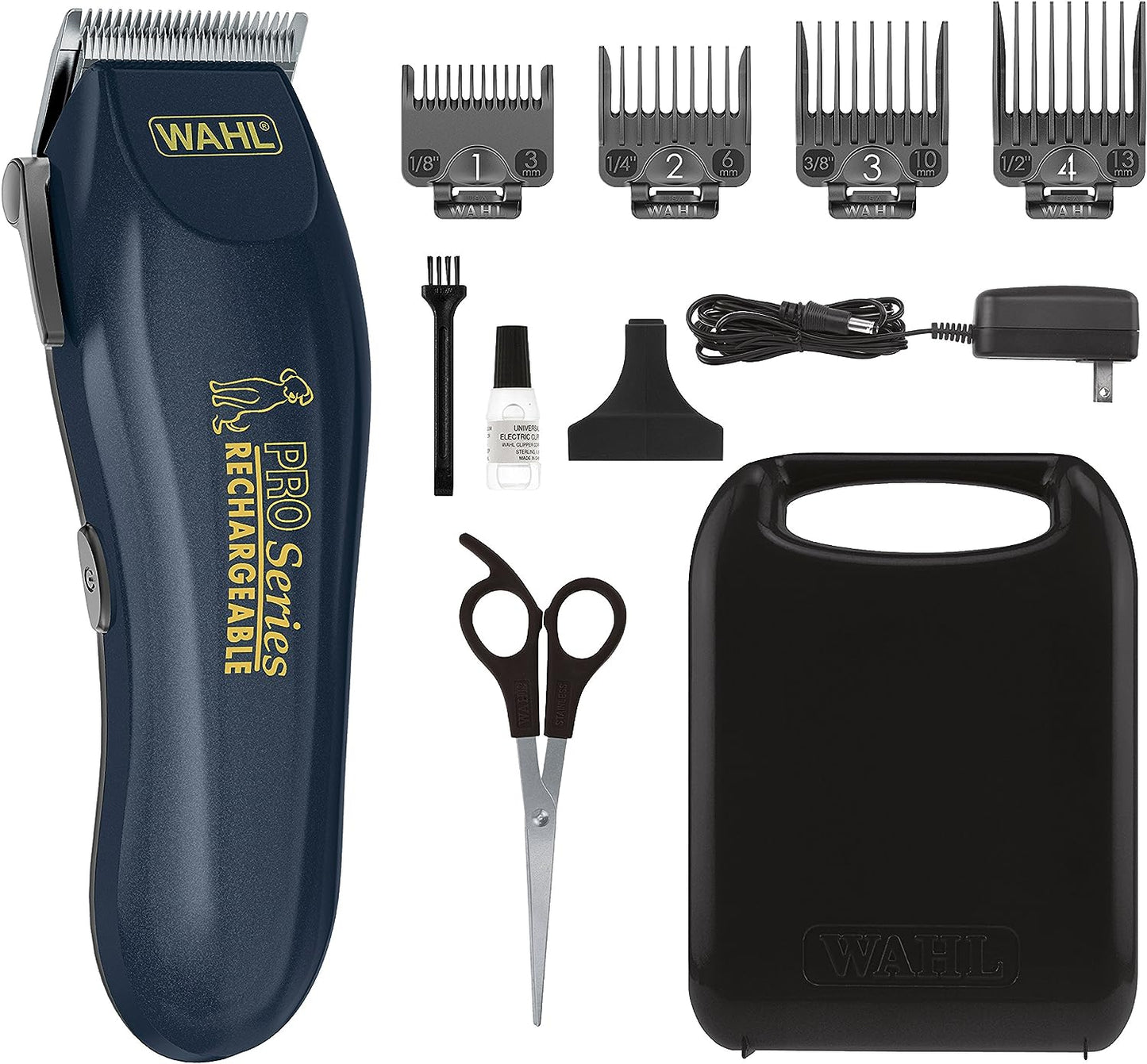 WAHL USA Deluxe Pro Series Cordless Lithium Ion Clipper Kit for Dog Grooming at Home with Heavy Duty Motor, Self-Sharpening Blades, and 2 Hour Run Time – Model 9591-2100