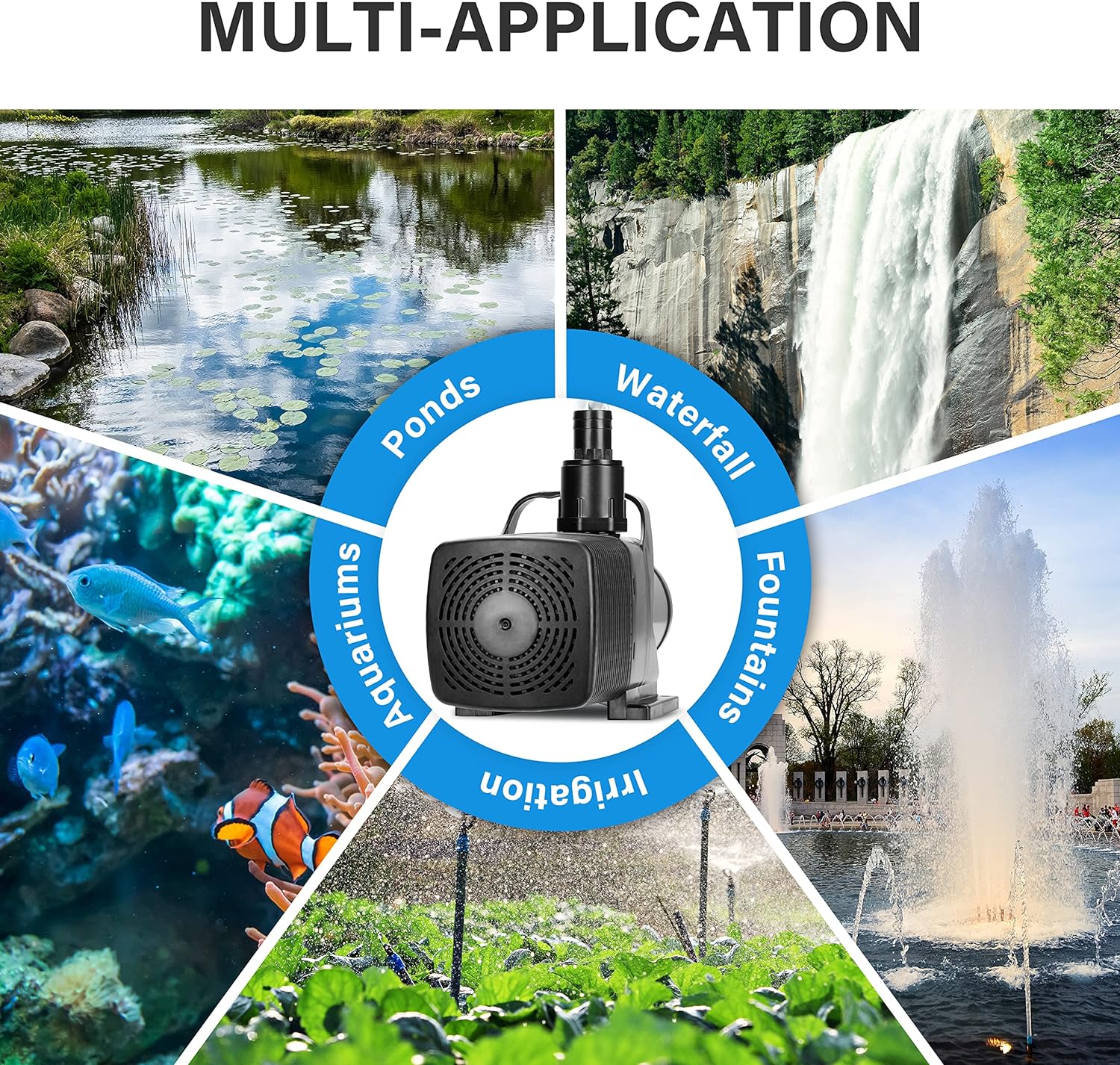 Simple Deluxe 110W 1982GPH Submersible Water Pump, Ultra Quiet Pond Pump, Aquarium Pump with 14FT Lift Height for Koi Pond, Pool Waterfall, Fountains, Fish Tank, Statuary, Hydroponic
